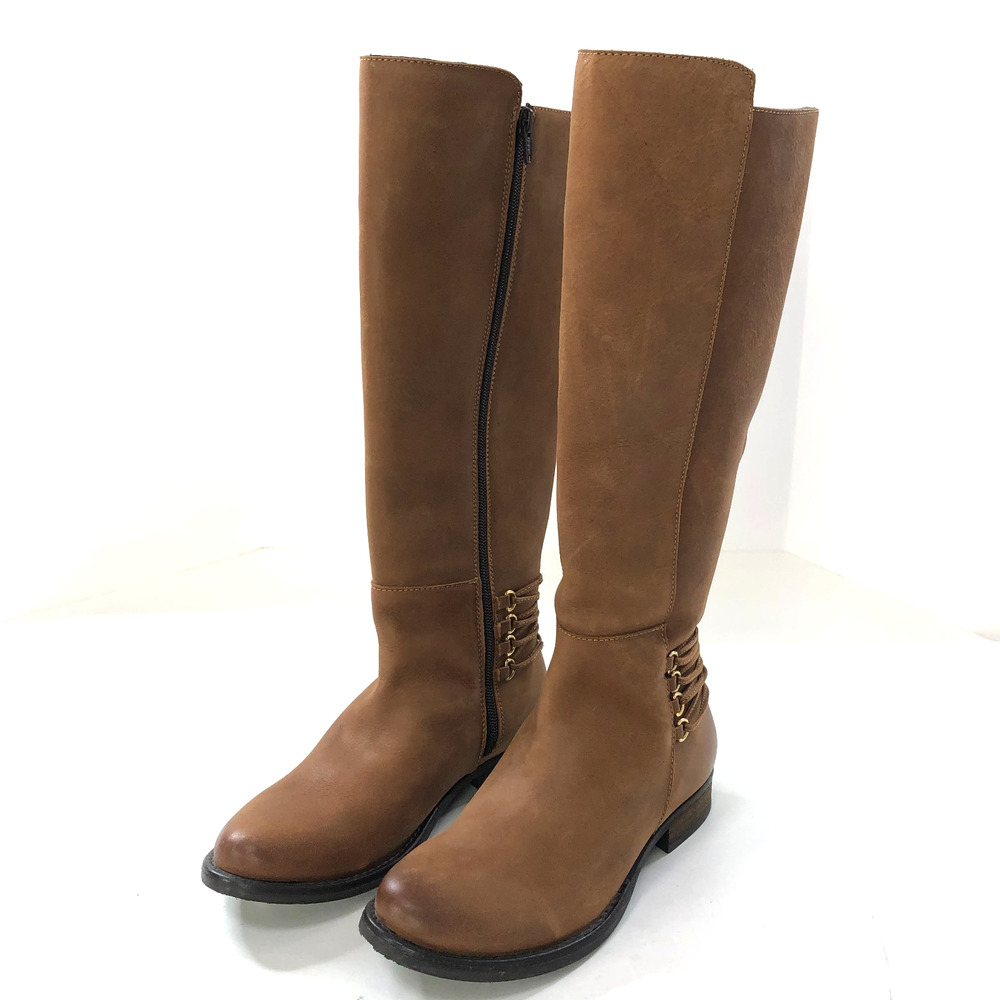 Steve Madden Leather Women's 7.5 Side Zip Knee Boots Brown MINT